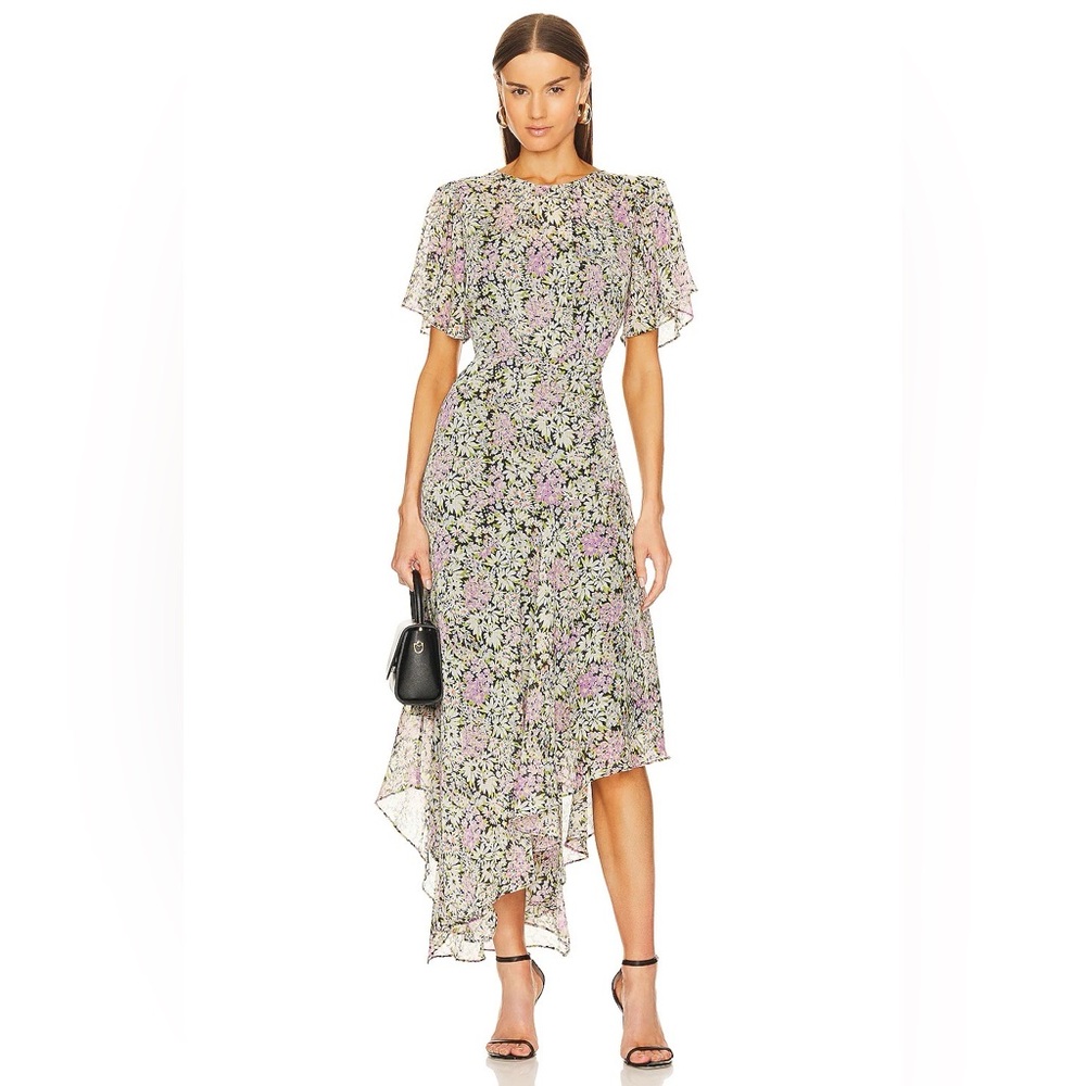 NWT ASTR Thr Label Flutter Sleeve Asymmetrical Floral Maxi Dress - Size M